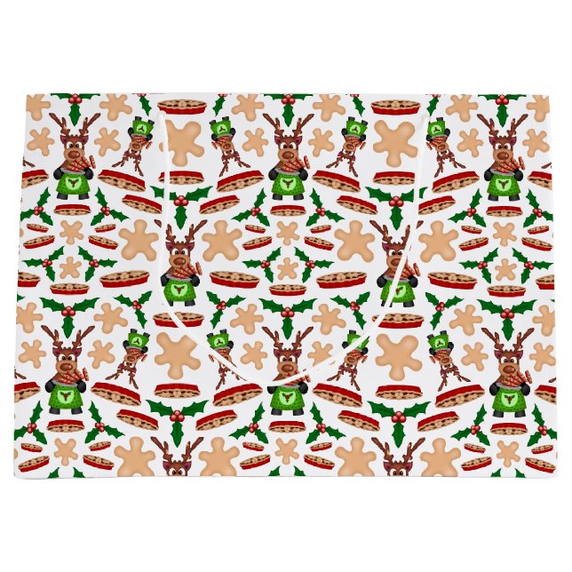 Weihnachtsmann in Grün und Rot Große Geschenktüte (Vorderseite)