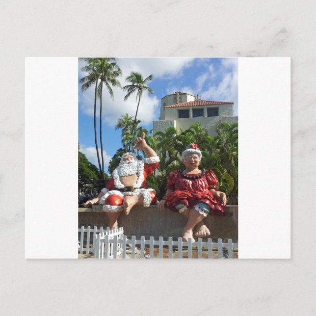 Weihnachtsmann in Hawaii Feiertagspostkarte (Vorderseite)