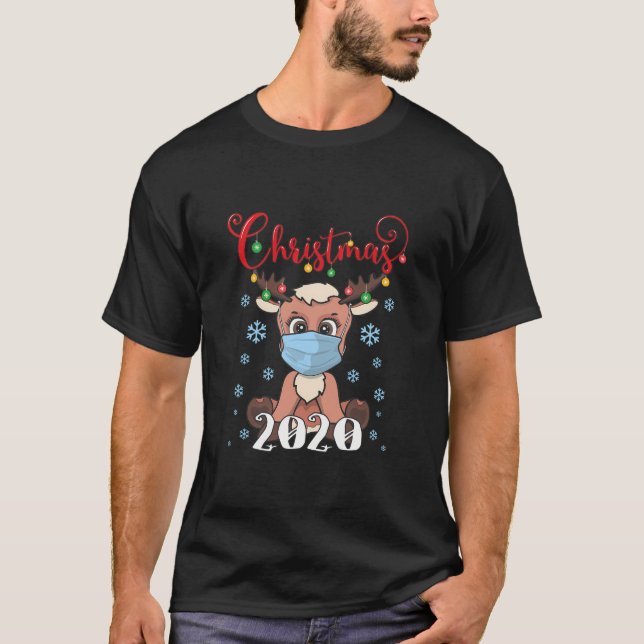 Weihnachtsmann in Maske 2020 Quarantine Matchin T-Shirt (Vorderseite)