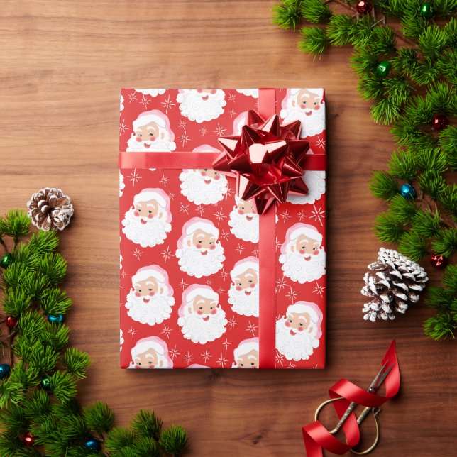 Weihnachtsmann in Pink Hat Retro Weihnachten Geschenkpapier (Feiertagsgeschenk)