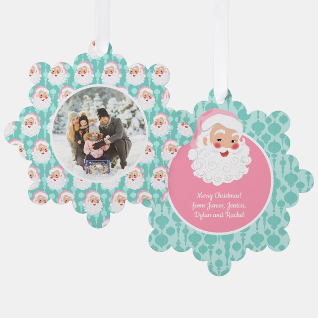 Weihnachtsmann in Pink Hat Weihnachten Ornament Karte (Vorderseite/Rückseite)
