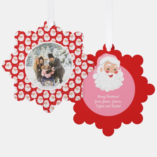 Weihnachtsmann in Pink Hat Weihnachten Ornament Karte (Vorderseite/Rückseite)
