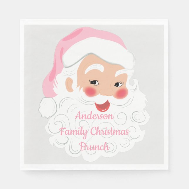Weihnachtsmann in Pink Hat Weihnachten Serviette (Vorderseite)