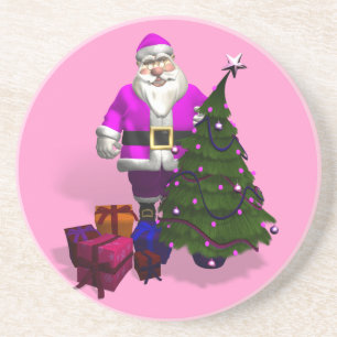 Weihnachtsmann in Rosa Getränkeuntersetzer