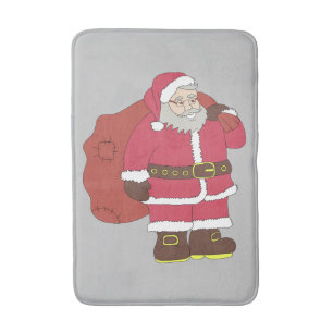 Weihnachtsmann in rot mit Geschenktasche und Brill Badematte