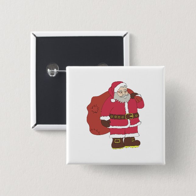 Weihnachtsmann in rot mit Geschenktasche und Brill Button (Vorne & Hinten)