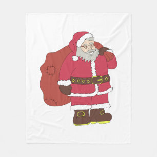 Weihnachtsmann in rot mit Geschenktasche und Brill Fleecedecke