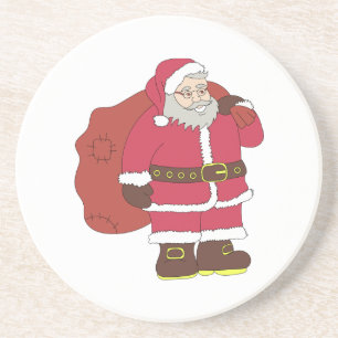 Weihnachtsmann in Rot mit Geschenktasche und Brill Getränkeuntersetzer
