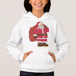 Weihnachtsmann in rot mit Geschenktasche und Brill Hoodie
