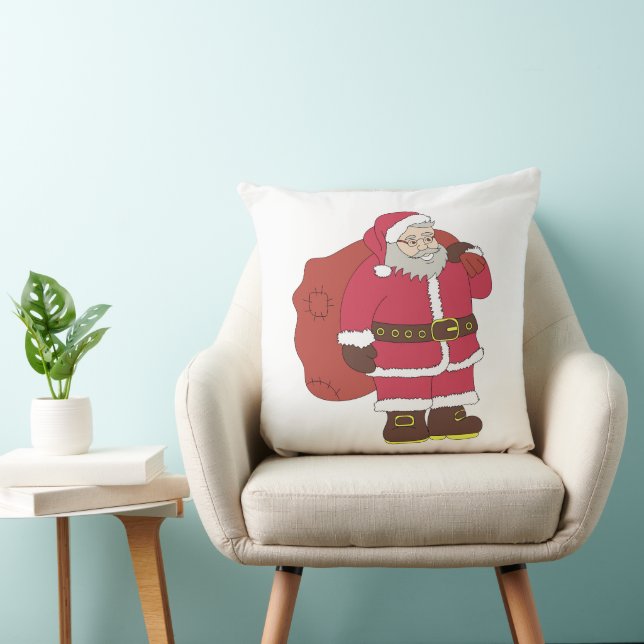 Weihnachtsmann in rot mit Geschenktasche und Brill Kissen (Stuhl )