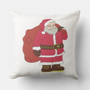 Weihnachtsmann in rot mit Geschenktasche und Brill Kissen