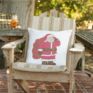 Weihnachtsmann in rot mit Geschenktasche und Brill Kissen