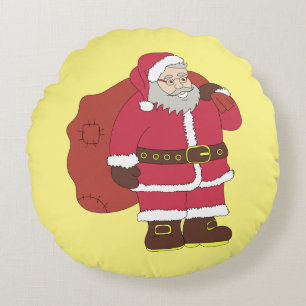 Weihnachtsmann in rot mit Geschenktasche und Brill Rundes Kissen