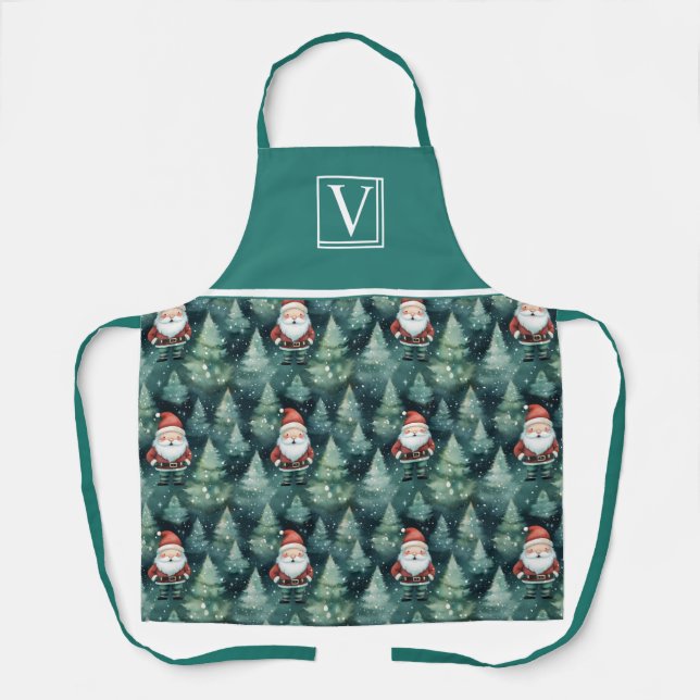 Weihnachtsmann in Wasserfarbe - Schürze (Vorderseite)