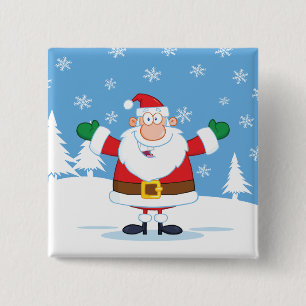 Weihnachtsmann in winterlicher Schneeszene Button