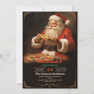 Weihnachtsmann isst Pizza Einladung