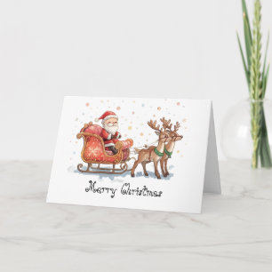 Weihnachtsmann ist auf dem Weg & whimsical Weihnac Karte
