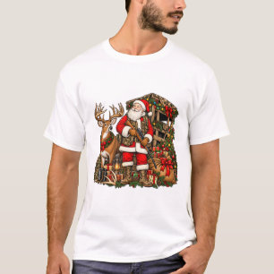 Weihnachtsmann Jagd auf Hirsche Weihnachten Xmas T-Shirt