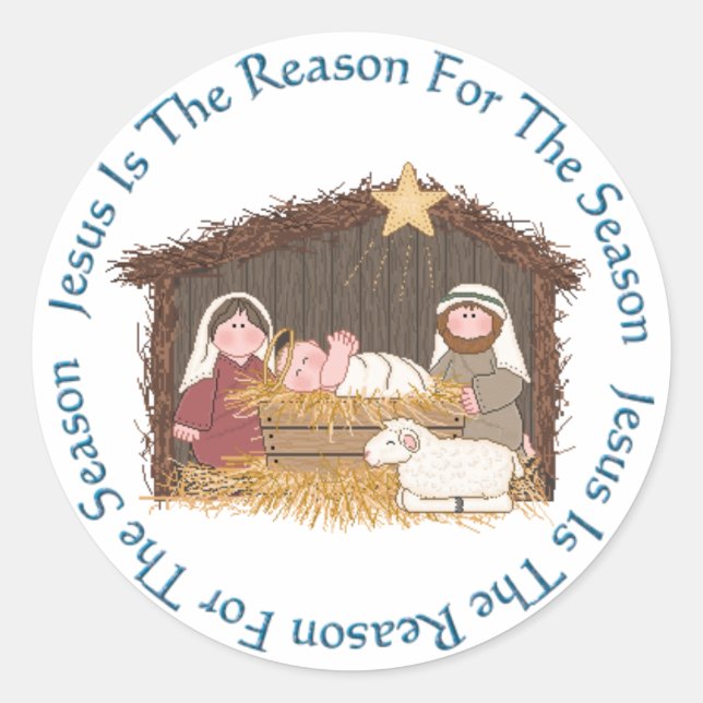 Weihnachtsmann / Jesus Grund Runder Aufkleber (Vorderseite)