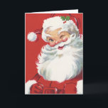 Weihnachtsmann, Jolly und Winking Feiertagskarte<br><div class="desc">Vintage Illustration Weihnachtsfeierdesign mit einem glücklichen,  fröhlichen Weihnachtsmann,  der einen Hut trägt und zwinkert,  als ob er ein Geheimnis hätte. Ho,  ho,  ho,  frohe Weihnachten!</div>