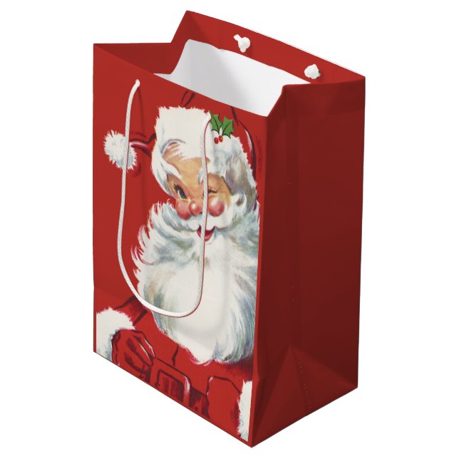 Weihnachtsmann, Jolly und Winking Mittlere Geschenktüte (Vorderseite Schrägansicht)