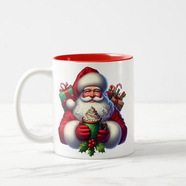 Weihnachtsmann-Kaffeetasse Zweifarbige Tasse (Links)