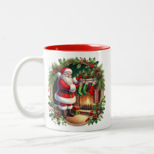 Weihnachtsmann-Kaffeetasse Zweifarbige Tasse