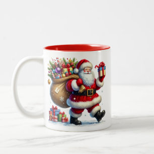 Weihnachtsmann-Kaffeetasse Zweifarbige Tasse