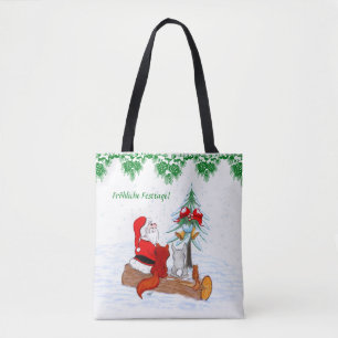 Weihnachtsmann Kaninchen Fox Eichhörnchen, Deutsch Tasche