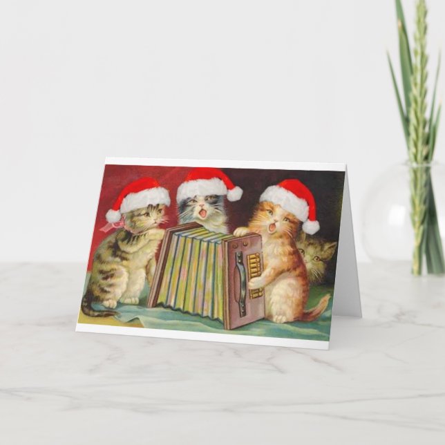 Weihnachtsmann Katze Grußkarte Feiertagskarte (Vorderseite)