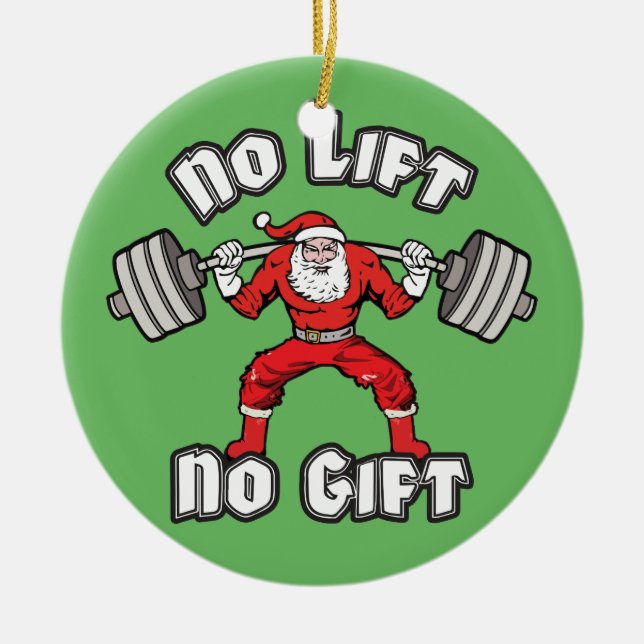 Weihnachtsmann - kein Aufzug, kein Geschenk Keramikornament (Vorne)