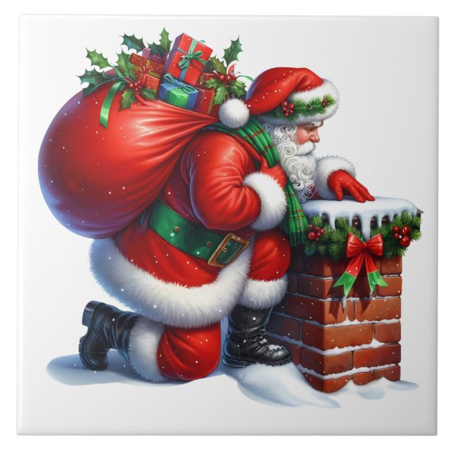 Weihnachtsmann-Keramikfliese Fliese (Vorderseite)