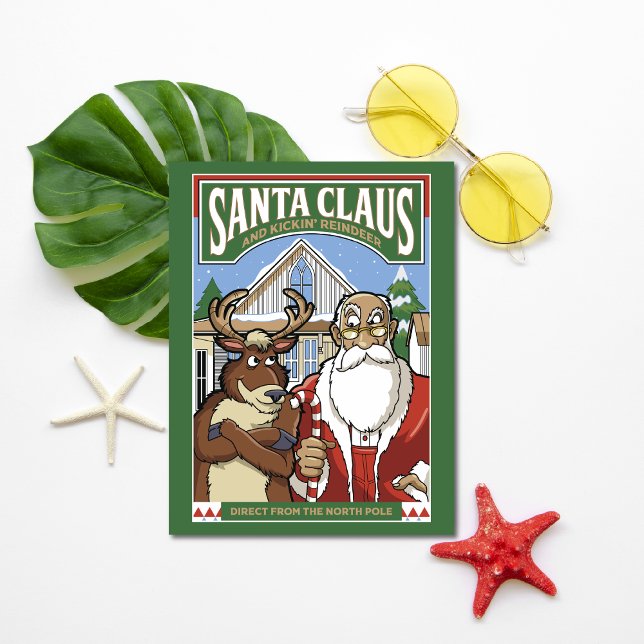 Weihnachtsmann & Kickin' Rentierschnee Magnetkarte (Von Creator hochgeladen)