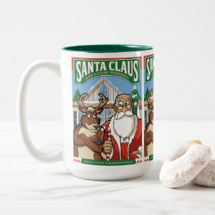 Weihnachtsmann & Kickin' Rentierschnee Zweifarbige Tasse