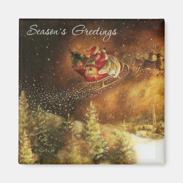 Weihnachtsmann - Kleine Geschenk Magnet (Vorne)