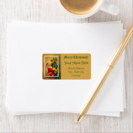 Weihnachtsmann Klettern im Weihnachtsbaum - Vintag Adressaufkleber