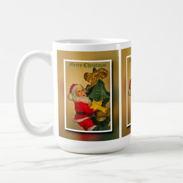 Weihnachtsmann Klettern im Weihnachtsbaum - Vintag Kaffeetasse (Links)