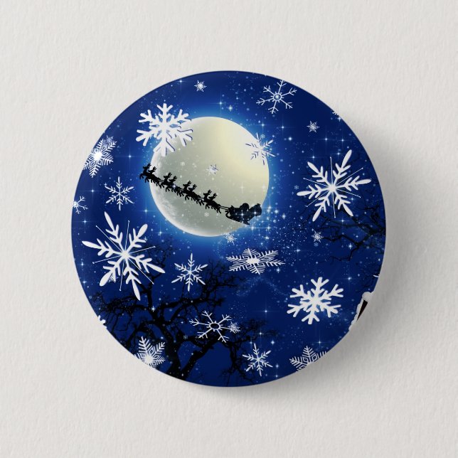 Weihnachtsmann kommt zum Stadtknopf Button (Vorderseite)