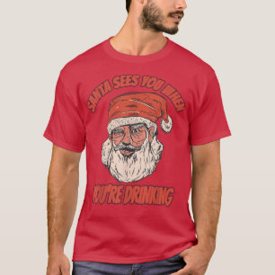Weihnachtsmann Kostüm Bier betrunkene Tipsy glückl T-Shirt