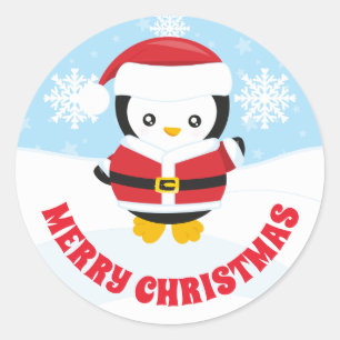 Weihnachtsmann-Kostüm für Kinder Pinguin Frohe Wei Runder Aufkleber