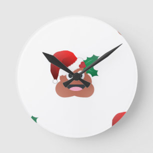Weihnachtsmann Kot Emoji Runde Wanduhr