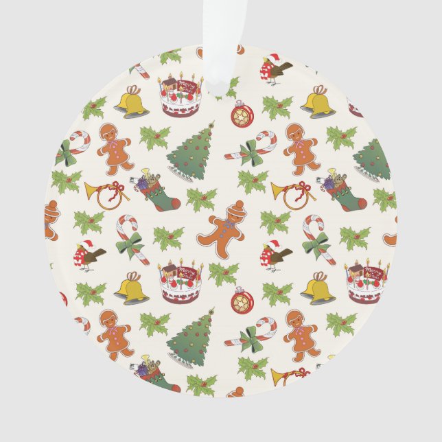 Weihnachtsmann, Kuchen und Lebkuchen Mann Ornament (Vorderseite)
