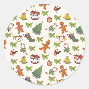 Weihnachtsmann, Kuchen und Lebkuchen Mann Runder Aufkleber