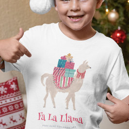 Weihnachtsmann La Llama HandIllustriertes Tier T-Shirt