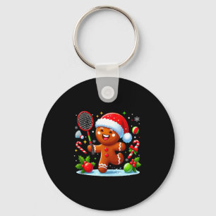 Weihnachtsmann Lebkuchen spielt Badminton lustig s Schlüsselanhänger