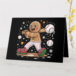 Weihnachtsmann Lebkuchenmann Sportler Baseballspie Karte