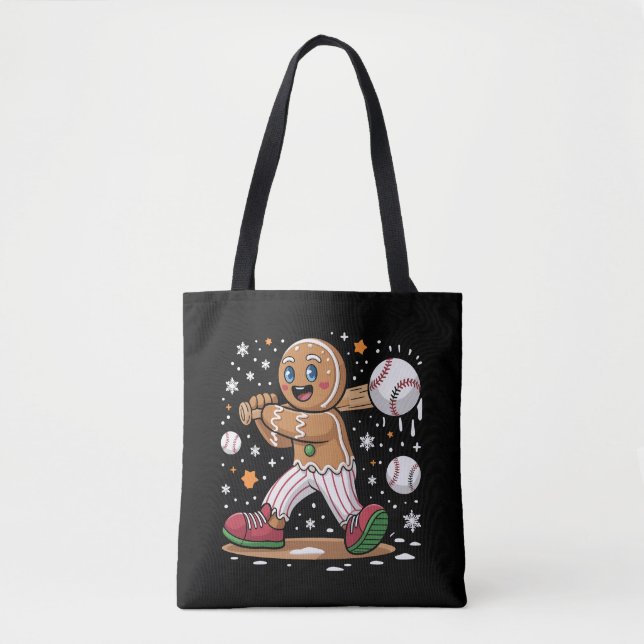 Weihnachtsmann Lebkuchenmann Sportler Baseballspie Tasche (Vorderseite)