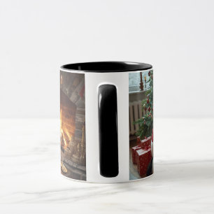 Weihnachtsmann legt Geschenke unter den Baum Tasse