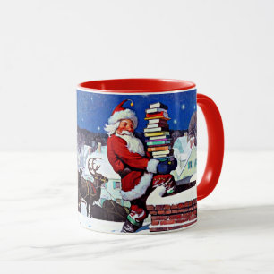Weihnachtsmann liefert Weihnachtsbücher Tasse