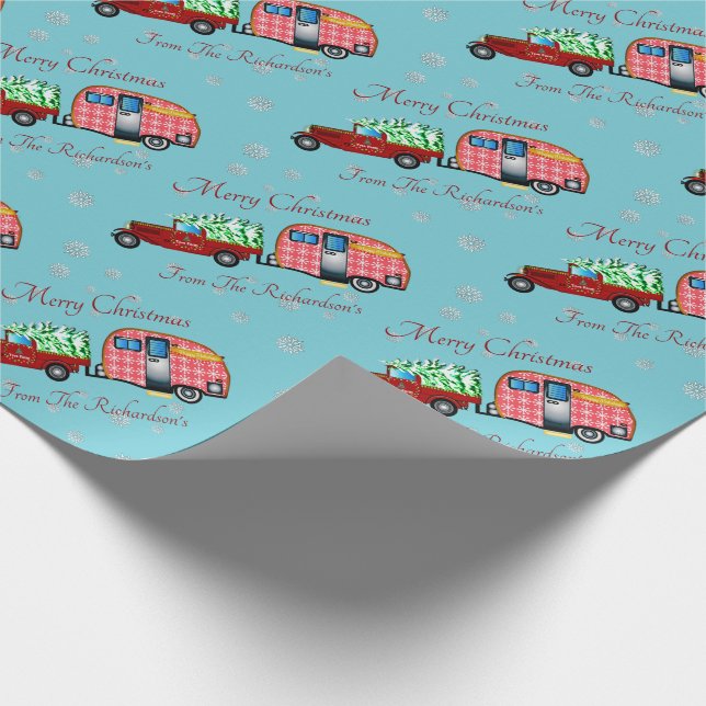 Weihnachtsmann-Lieferwagen Geschenkpapier (Ecke)